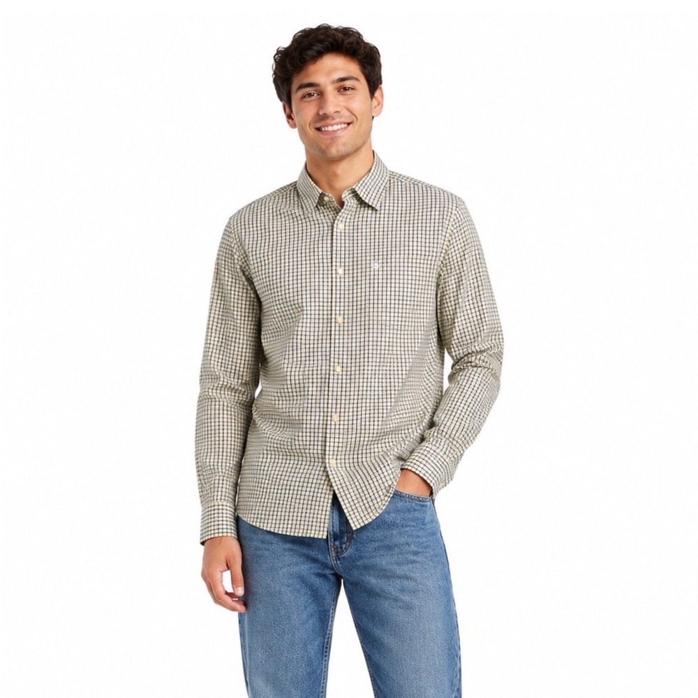 Converse Plaid Button Up‎ Men M 100% Cotton Blue Yellow Streetwear Skater Preppy